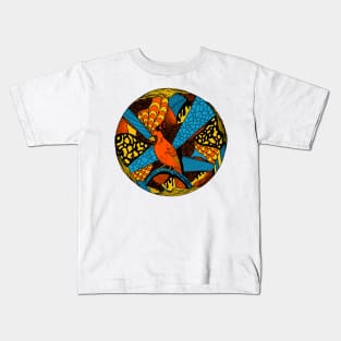 Orange Blue Circle of The Northern Cardinal Kids T-Shirt